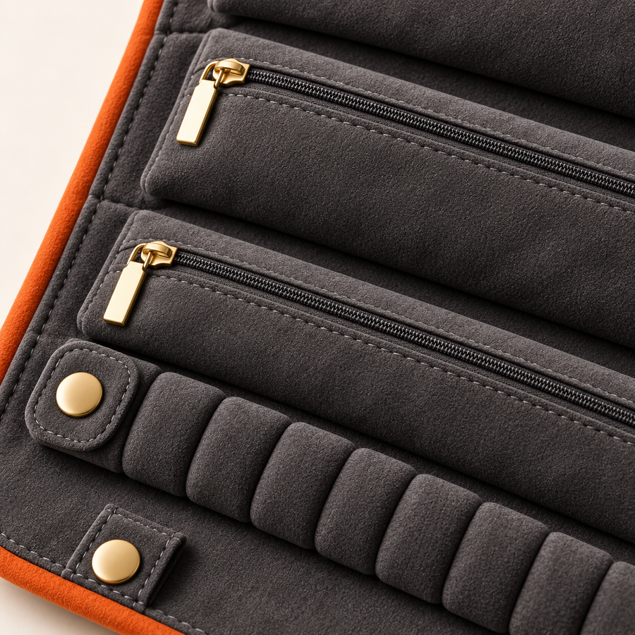 Soft Travel Jewelry Roll — detail